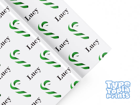 Personalised Christmas Wrapping Paper Candy Cane | Gift Wrap | Christmas Gift