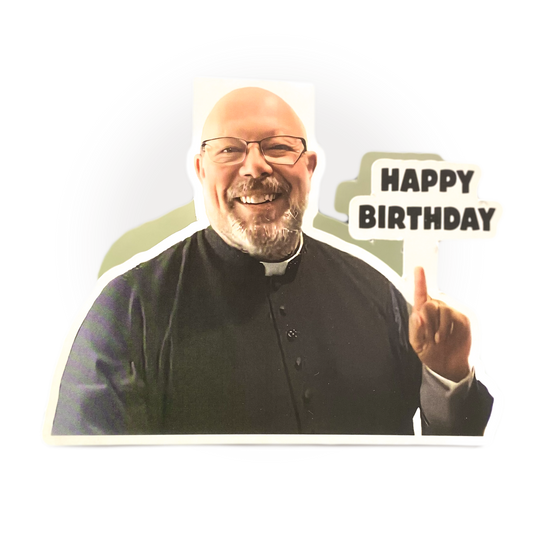 Custom cut photo card of red ape holding a trophy - personalised caption