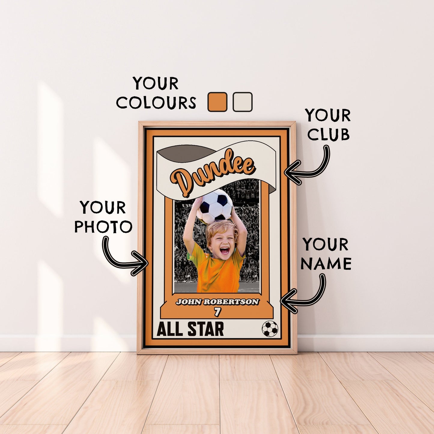 Personalised Photo Poster | Football Poster | City | United | Liverpool | Rangers | Celtic | Any Club | Retro Football Card | Your Photo