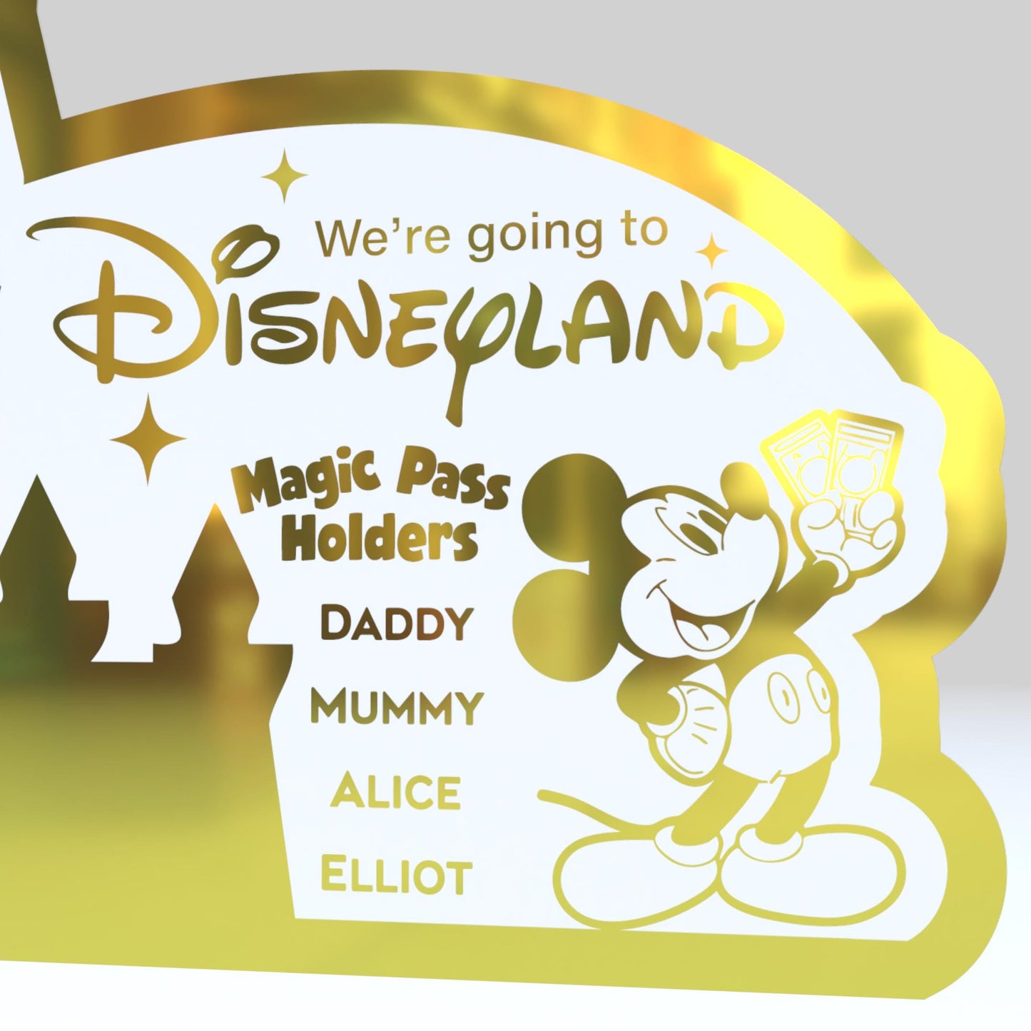 Disney Land Ticket | Gold Foil | We're Going To Disneyland | Custom Cut | Personalised Ticket