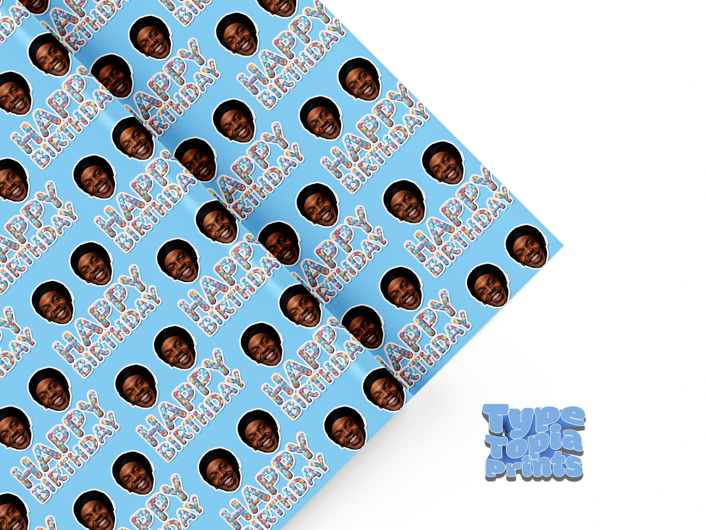 Happy Birthday Gift Wrap | Any Face Personalised Wrapping Paper