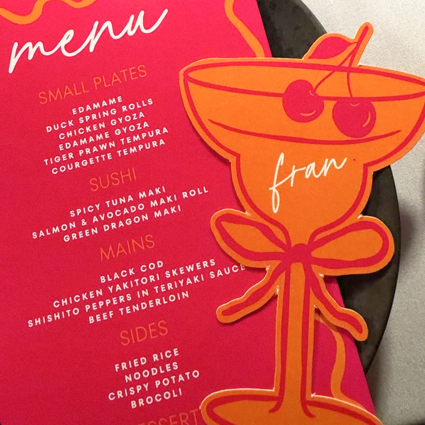 Personalised Cherry Cocktail Place Card