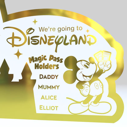 Disney Land Ticket | Gold Foil | We're Going To Disneyland | Custom Cut | Personalised Ticket