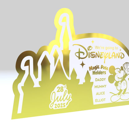 Disney Land Ticket | Gold Foil | We're Going To Disneyland | Custom Cut | Personalised Ticket