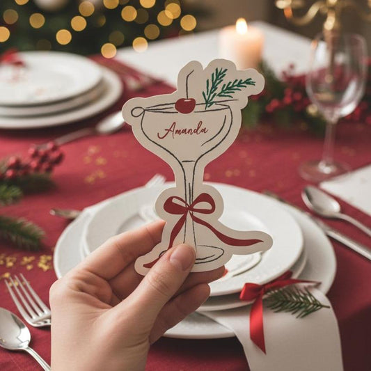 Personalised Christmas Name Place Card - Paper Christmas Table Decor - Custom Table Setting - Xmas Holiday Place Card