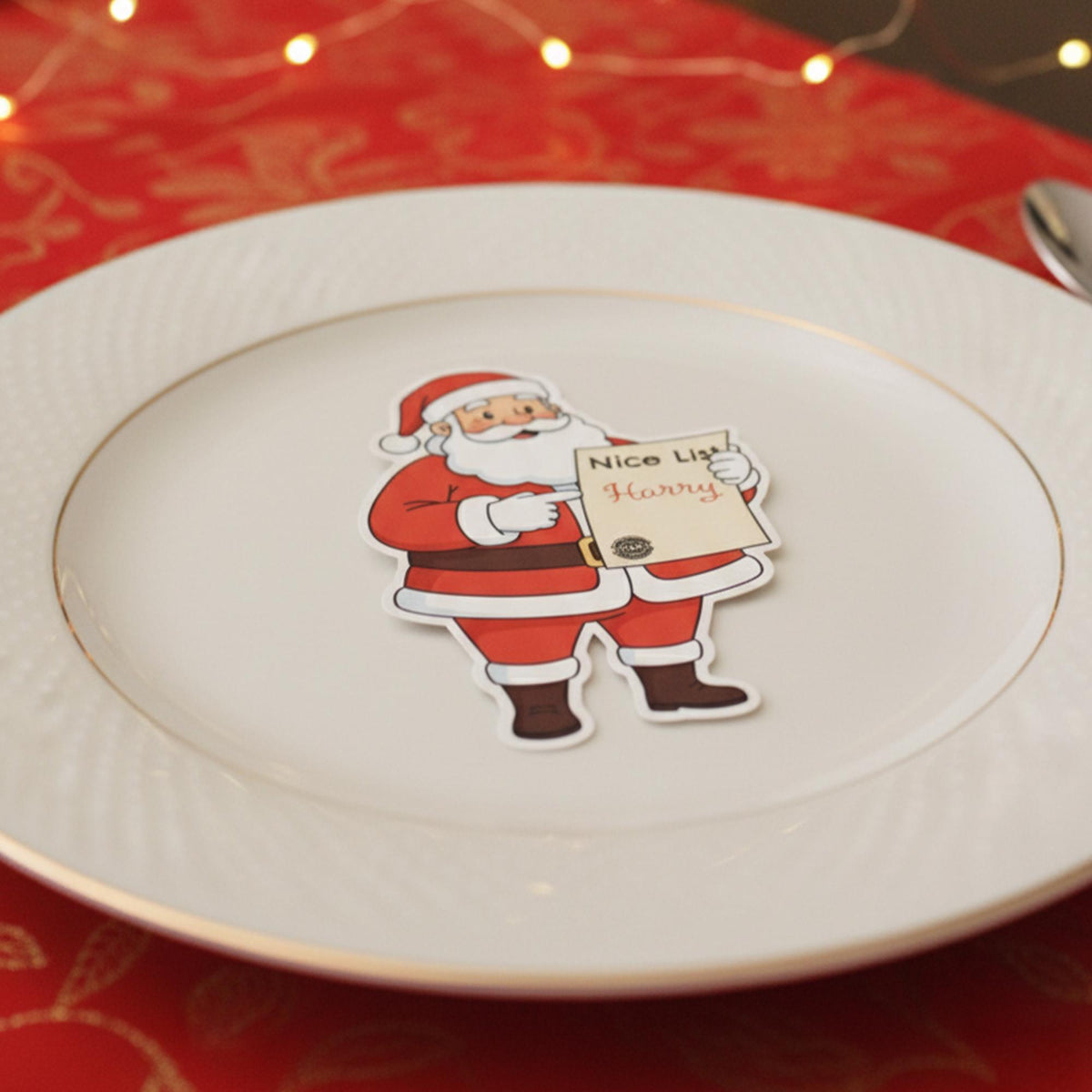 Santa Place Card Christmas Place Card • Personalised Nice List Name Tag • Holiday Table Decor • Santa Menu Card • Festive Dinner Table