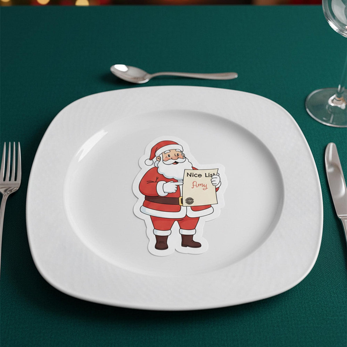 Santa Place Card Christmas Place Card • Personalised Nice List Name Tag • Holiday Table Decor • Santa Menu Card • Festive Dinner Table