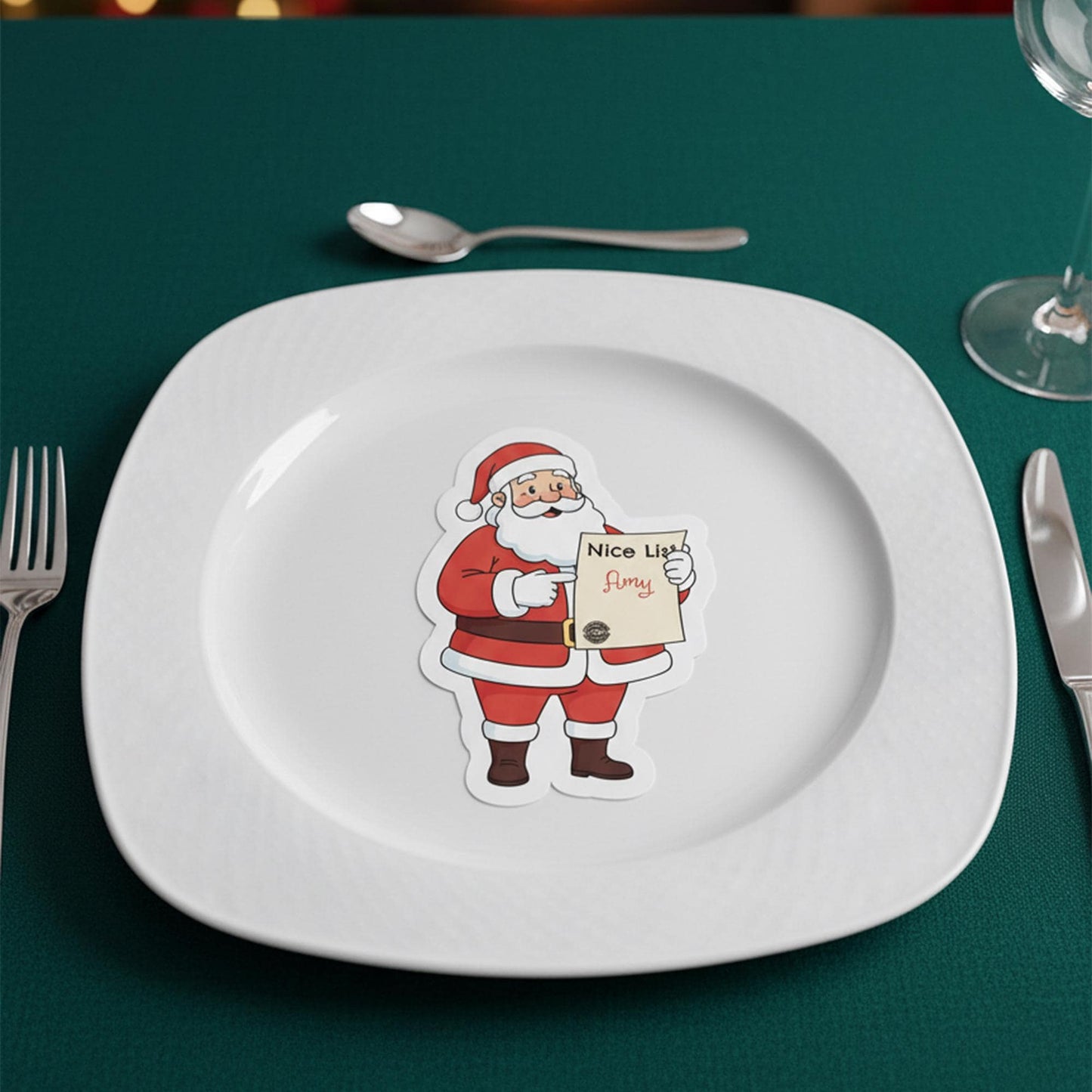 Santa Place Card Christmas Place Card • Personalised Nice List Name Tag • Holiday Table Decor • Santa Menu Card • Festive Dinner Table