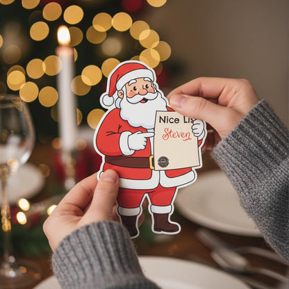 Santa Place Card Christmas Place Card • Personalised Nice List Name Tag • Holiday Table Decor • Santa Menu Card • Festive Dinner Table