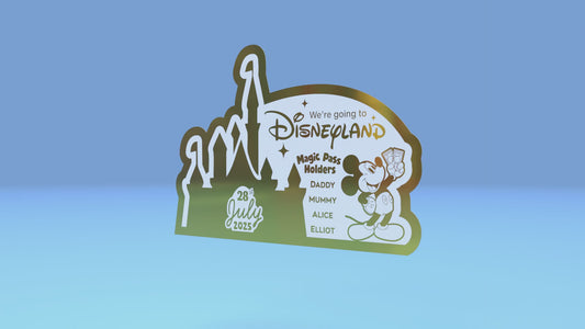 Disney Land Ticket - Gold Foil - Custom Cut - Personalised Ticket